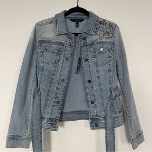 White House Black Market Embroidered Denim Jacket NWT Small